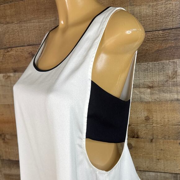 Express White Semi Sheer Tank Top Black Bandeau Open Back Size Medium - Picture 2 of 7